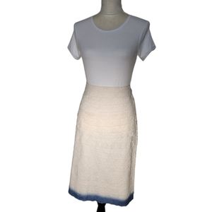 RUTH. Lace Pencil Skirt. Off white & blue. Size 8
